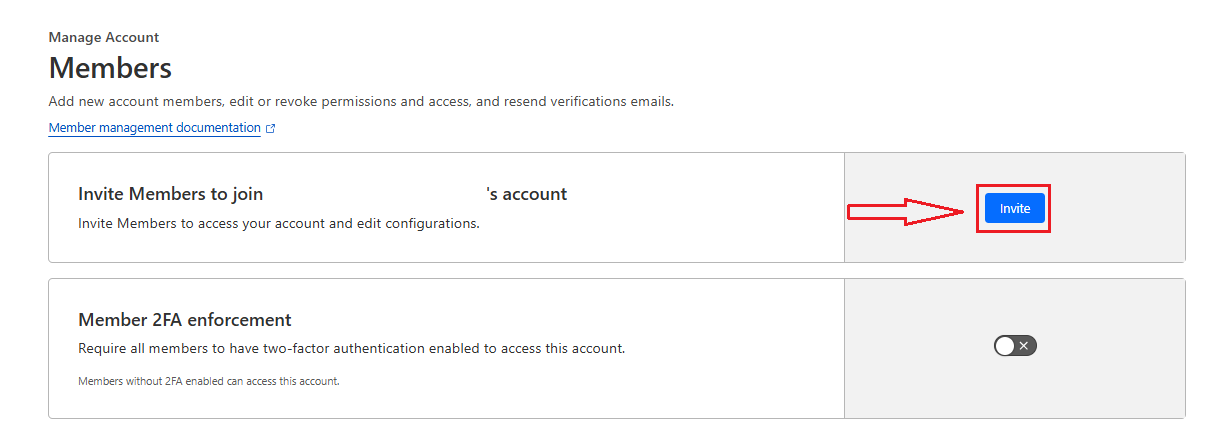 Cloudflare Members page - click the Invite button