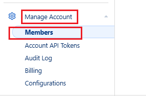 Cloudflare sidebar - click Manage Account then Members
